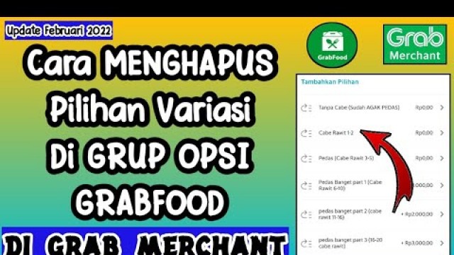 'Cara Menghapus Pilihan Grup Opsi GRABFOOD Di Grab Merchant || Tutorial Grabfood Penjual'