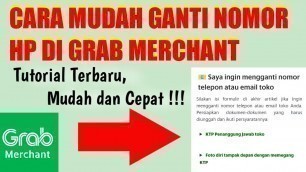 'CARA MENGGANTI NOMOR HP DI GRAB MERCHANT'