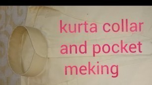 'Kurta collar and pocket cutting and stitching'