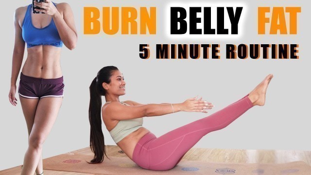 'Burn Belly Fat | 5 Minute Routine | At Home Workout | Indian Female Fitness | Yogasini'