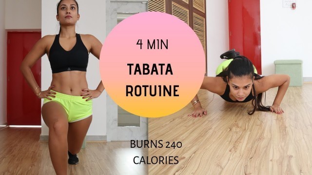 '4 MIN TABATA ROUTINE | BURNS 240 CALORIES | Indian Female Fitness | Yogasini'