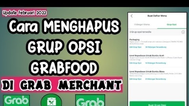 'Cara Menghapus Grup Opsi GRABFOOD Di Grab Merchant || Tutorial Grabfood Penjual'