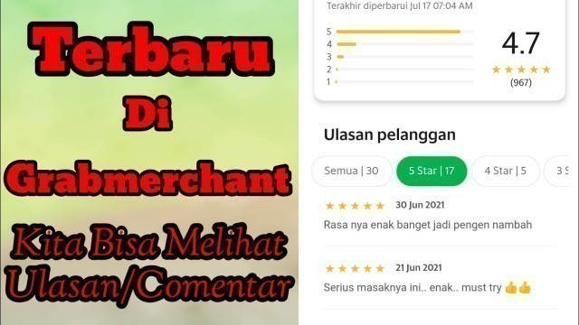 'Beginilah Cara Melihat rating dan Ulasan/COMENTAR di grabfood || Tutorial grabfood'