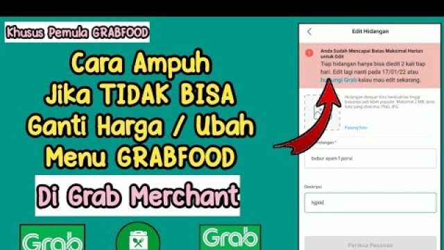 'Solusi Jika TIDAK BISA Ubah Menu Grabfood || Tidak Bisa Ubah Harga Menu Grabfood di Grab Merchant'