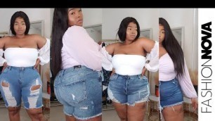 'Fashion Nova Curve Plus Size Denim Shorts Try On Haul Size 18 | First Time Wearing Shorts In Years!'