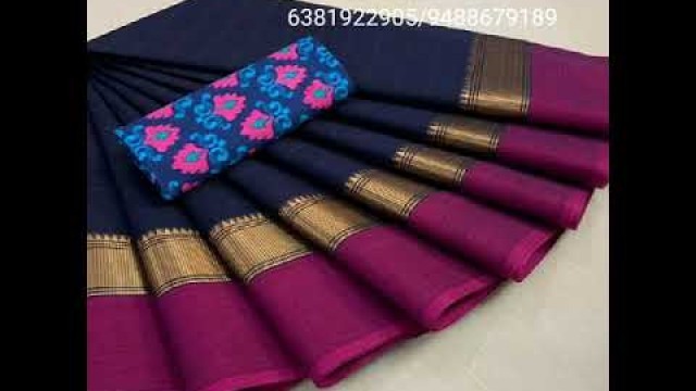 'Pure chettinad cotton sarees with beautiful color combinations by[ AJ Fashion Hub]'