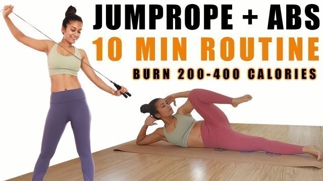 'Jumprope + Abs Workout | Burn 200-400 Calories at Home | Indian Female Fitness | Yogasini'