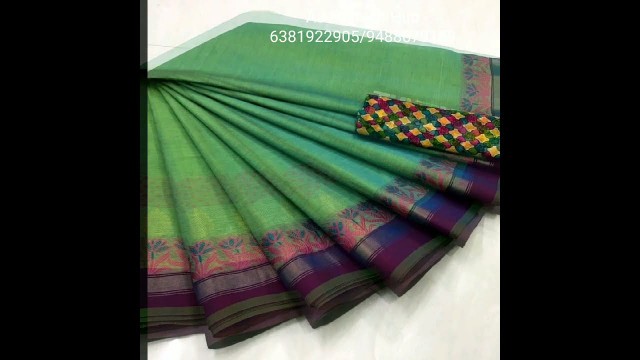 'Attractive color combination of chettinad cotton sarees by [AJ Fashion Hub]'