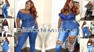 'Fashion Nova Curve Fall ready all denim haul 10 looks! jumpsuits, jeans, rompers 2020'