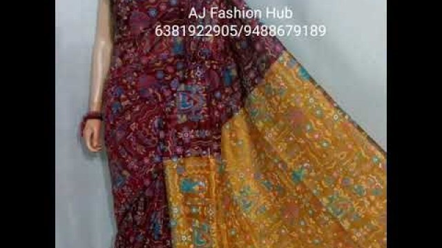 'Madhubani printed cotton silk sarees posted by [ AJ Fashion Hub]'