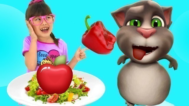 'Abby Hatcher Shows Talking Tom 2 what food is healthy and what is not healthy. The Princess Family'