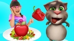 'Abby Hatcher Shows Talking Tom 2 what food is healthy and what is not healthy. The Princess Family'