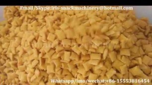 'How it\'s made ---Hollow fried pillow snack food Jinan DG extruded wheat bugles cone making machine'