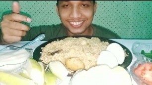 'SPICY CHICKEN BIRIYANI WITH EGGS+PAYES+TOMATO SALAD | FOOD VIDEOS | EATING SHOWS | SAJJADREIGNS'