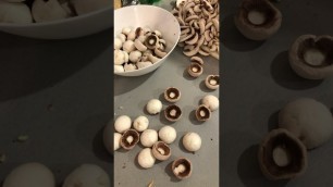 'Preparing the championship mushrooms for the beef stroganoff. The best food'