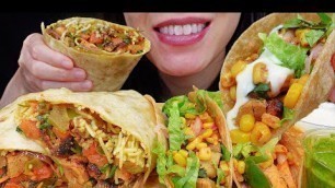 'ASMR INDIAN FOOD EATING CHICKEN TIKKA BURRITO + TACOS MUKBANG'