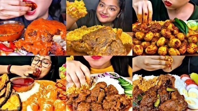 'ASMR EATING SPICY MUTTON CURRY, CHICKEN CURRY, EGG CURRY | BEST INDIAN FOOD MUKBANG |Foodie India|'