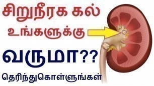 'சிறுநீரக கல் உங்களுக்கு வருமா தெரிந்துகொள்ளுங்கள் | Kidney stone in Tamil'