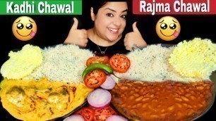 'EATING Kadhi Chawal & Rajma Chawal, Salad & Sabudana Papad | Indian Food Mukbang ASMR'