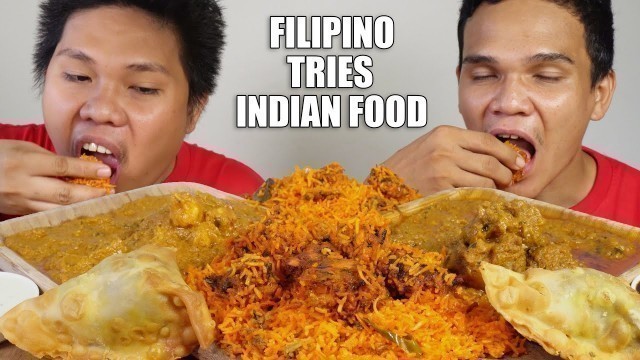 'FILIPINO TRIES INDIAN FOOD for the FIRST TIME (CHICKEN BIRYANI + MUTTON CURRY + PRAWN MASALA)'