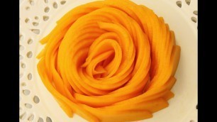 'How It\'s Made Mango Rose | Party Food Ideas | Fruit Carving | 水果藝術 | 创意水果拼盘雕刻'