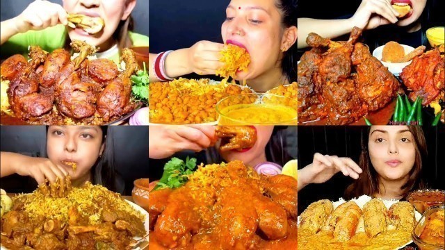 'ASMR EATING SPICY CHICKEN LEG CURRY, MUTTON CURRY, BIRIYANI | BEST INDIAN FOOD MUKBANG|Foodie India|'