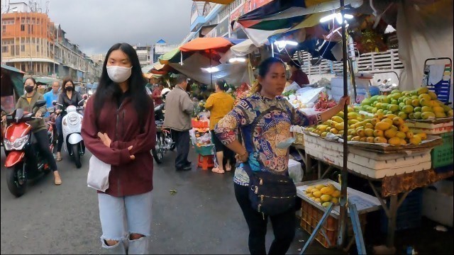 'Rainy Walking Tour at Orussey Market Phnom Penh - Cambodian Market Food Shows 2022'