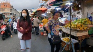 'Rainy Walking Tour at Orussey Market Phnom Penh - Cambodian Market Food Shows 2022'