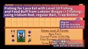 'Stardew Valley | Fishing for Lava Eel w/ +3 fishing food buff from Lobster Bisque'