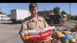 'Eagle scout donates 2300 lbs of dog food to help senior citizens and their pets'