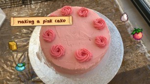 'making a pink cake 