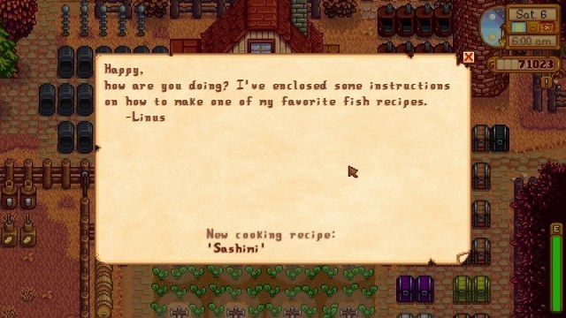 'How to get the SASHIMI recipe in Stardew Valley'