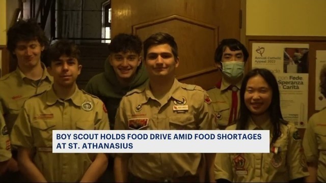 'Boy Scout holds food drive to support St. Athanasius Church\'s food pantry'