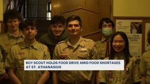 'Boy Scout holds food drive to support St. Athanasius Church\'s food pantry'