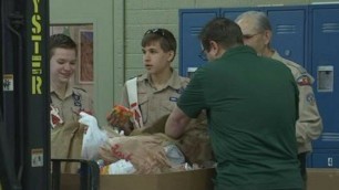 'VIDEO: Scout food drive nets thousands of pounds of food'