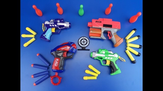 'Colored Toy Guns for kids ! Box of Toys with 4 Colored Toy Guns! Video for kids'