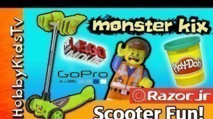 'MONSTER Mashes Emmet PLAY-DOH Bricks! HobbyKids Ride Kix Scooter Razor Jr [Lego] [GoPro]'