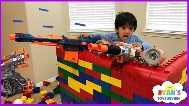 'Nerf Gun War Kid vs Daddy! Protect the Fort! Family Fun Playtime with Ryan ToysReview'