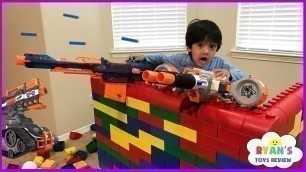 'Nerf Gun War Kid vs Daddy! Protect the Fort! Family Fun Playtime with Ryan ToysReview'