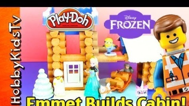 'LEGO Emmet Builds Log Cabin with Play-Doh Snow by HobbyKidsTV'