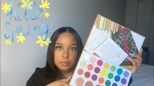 'Soft Brown Spring Makeup W. A Pop Of Blue | Crayon Case The Matte Book Palette | 2021 