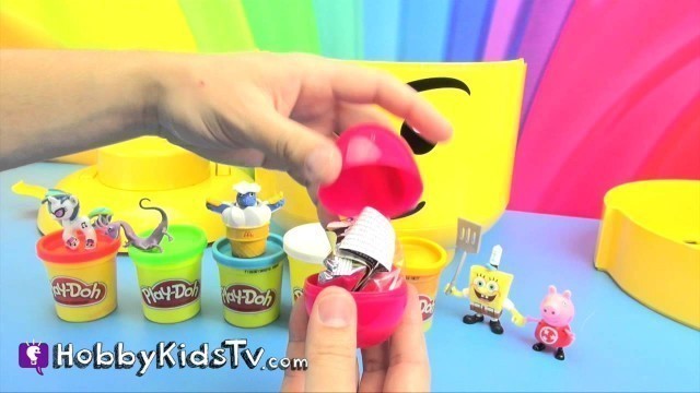 'Giant PLAY-DOH Surprise LEGO Head! +SpongeBob + PEPPA helps by HobbyKidsTV'