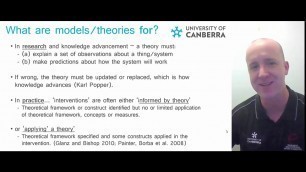 'Using Theory and Models in Behaviour Change'