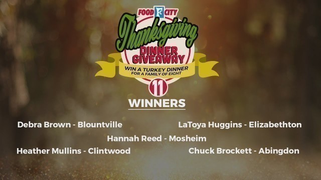 'Daytime LIVE: Food City Turkey Dinner Giveaway winners announced'