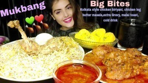 'Eating Kolkata Style Chicken Dum Biriyani,Chicken Tengri Butter Masala,Mukbang Eating Show, Sweets