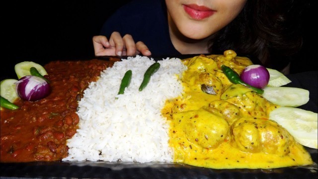 'ASMR :RAJMA MASALA ||KADHI PAKODE||LASSI ||HAPPY FOOD WITH TINA || HOMEMADE||EATING SOUND||NO TAKING'