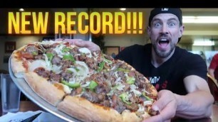 'New Record | Flying Pie Supreme Pizza Challenge | Man Vs Food | Oak Grove Oregon'