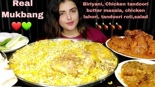 'ASMR EATING: Chicken Biryani, Chicken tangdi butter masala, Lahori Chicken || Eating show, Mukbang'