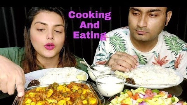 'Real Mukbang: Cooking and Eating  || Healthy Matar Paneer Recipe || Simple Lunch, Food Eating #Tina'