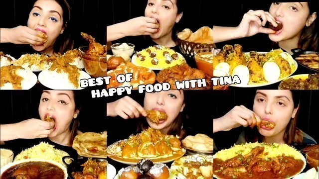 'ASMR EATING SPICY CHICKEN CURRY, FISH CURRY, BIRIYANI | BEST OF HAPPY FOOD WITH TINA |Foodie India|'